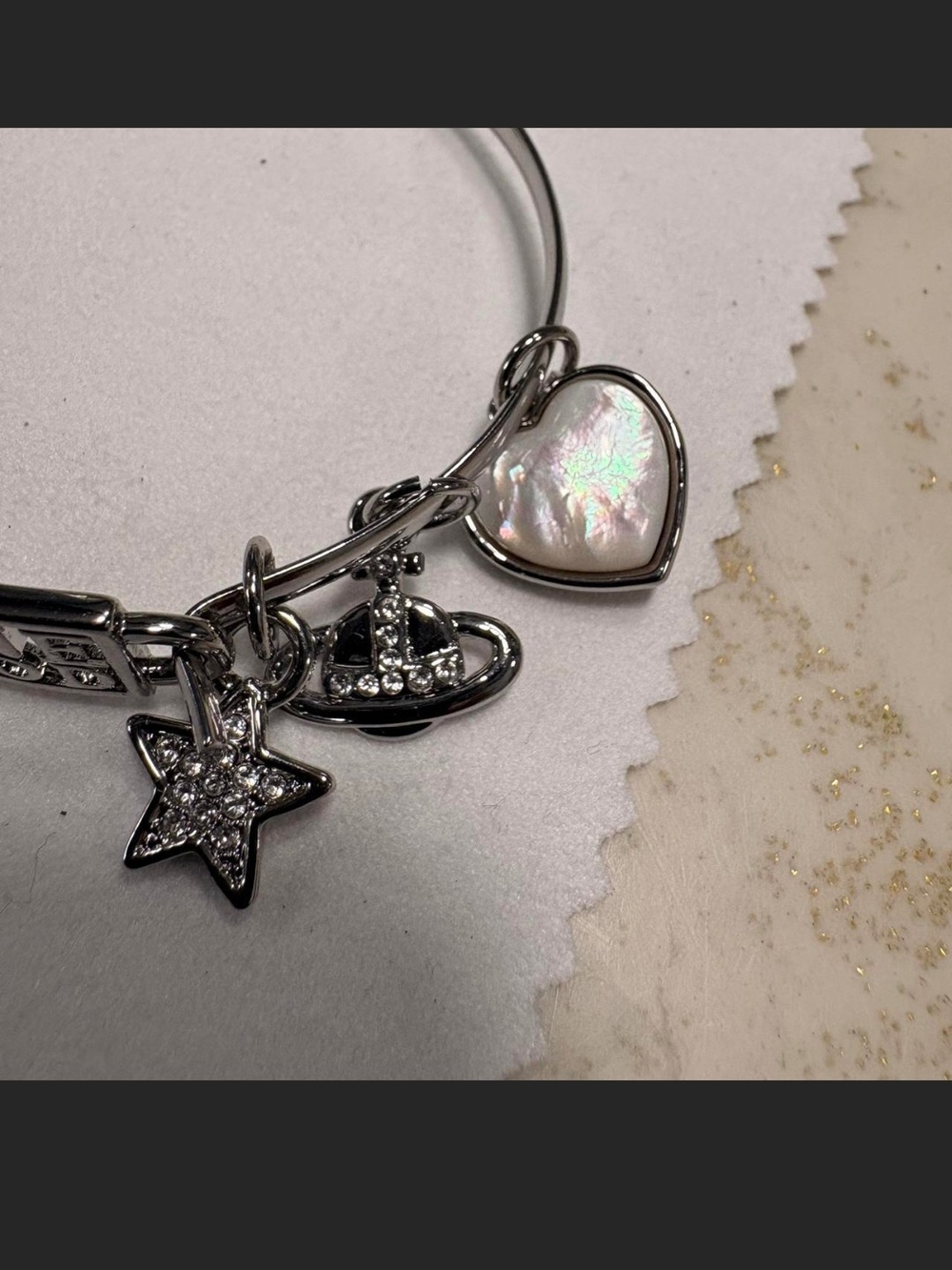 New Vivienne Westwood Silver Tone Logo Bracelet with Star & Heart Charms - Picture 2 of 4